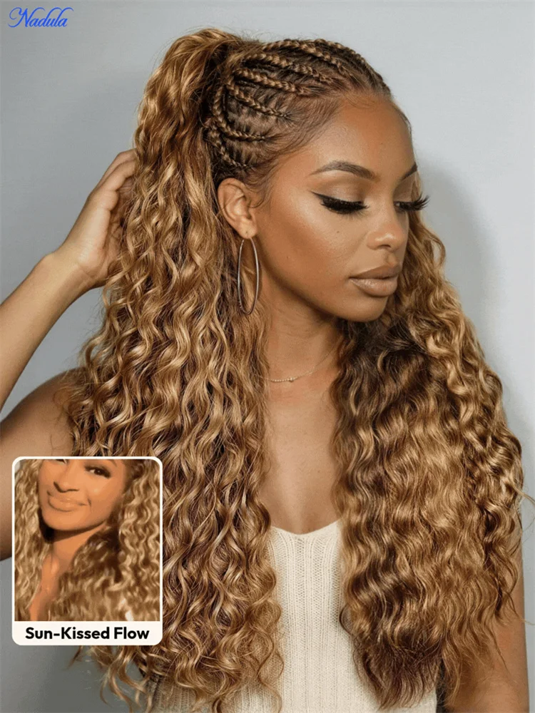 

Nadula Bye Bye Slip Water Wave Glueless Wig 13x4 Highligths Blonde Colored Lace Front Human Hair Wig Pre Bleached Kntos