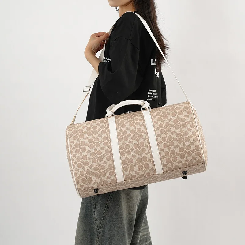 Vintage PU Leather Garment Bag for Travel Business Convertible Carry on Garment Duffel Bag for Women Weekender Suitcase Suit Bag