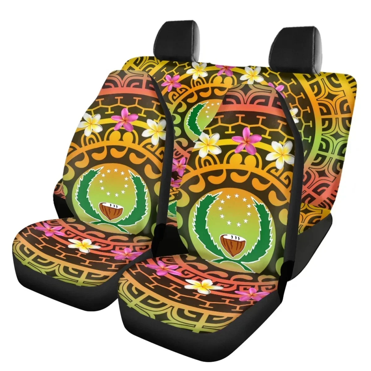 Four Season Car Seat Cover Pohnpei Plumeria Print Front Chair Seat Protecter Ethnic Style Polynesian Design Car Accessories