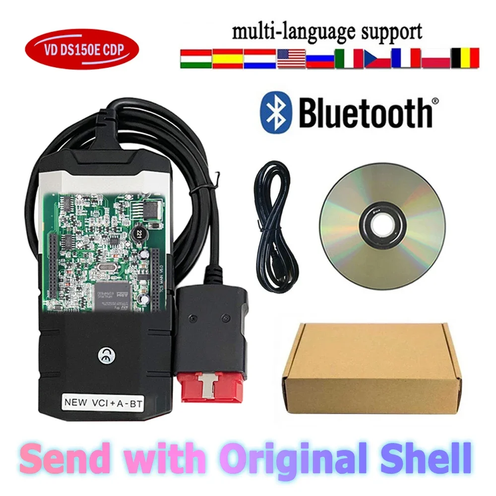 2021.11 Keygen Vd Ds150e Cdp TNESF DELPHIS ORPDC USB مع بلوتوث لشاحنات السيارات Obd Obd2 أدوات التشخيص + 8 قطعة كابلات السيارات