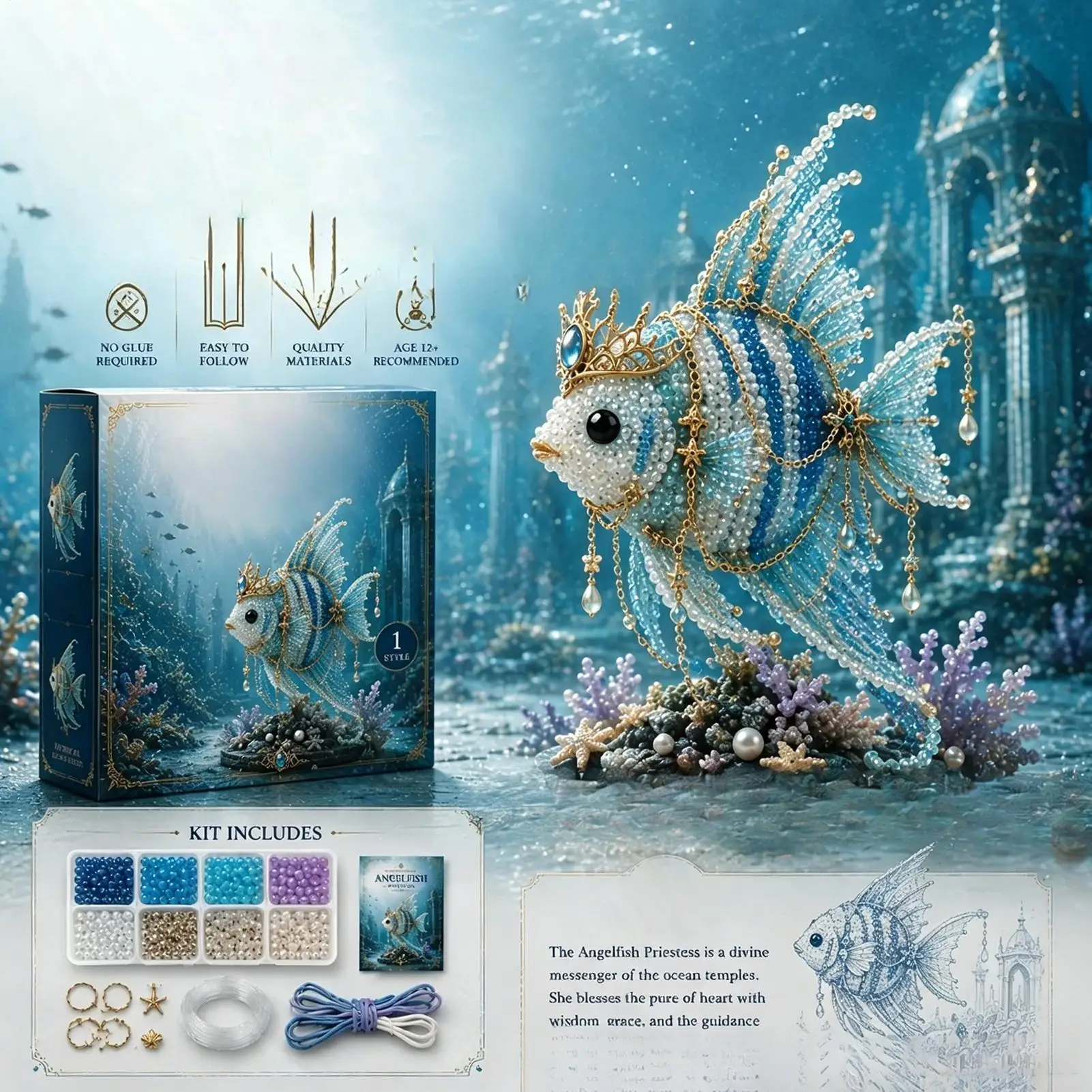 

Bead Kits for Adults Sea Animal Making Craft Beads 3D Desk Decor for Beginners Kids Girls Boys Adults Birthday Holiday Party Art