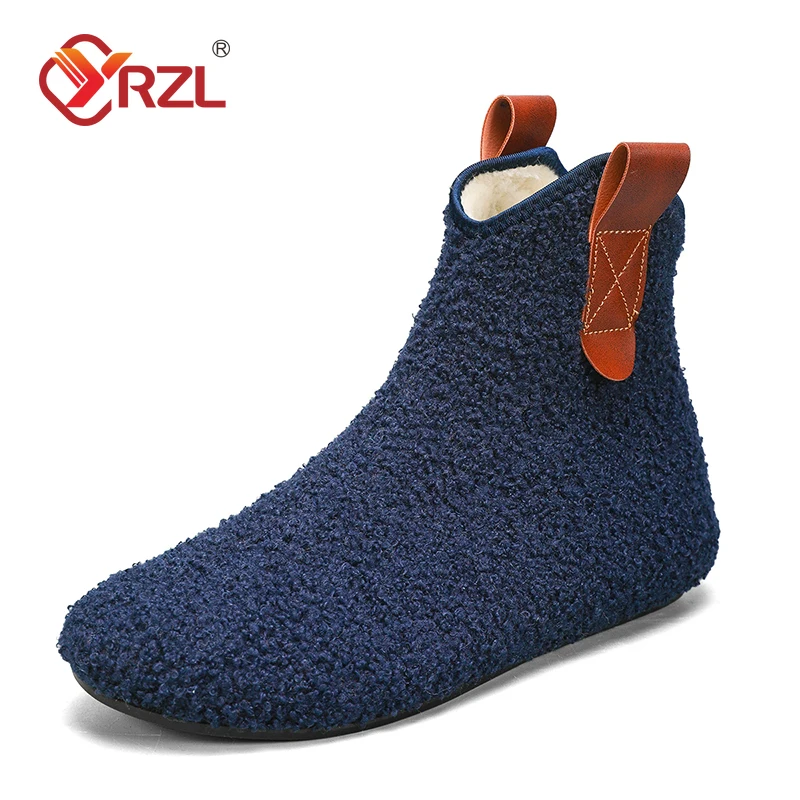 

YRZL Cotton Shoes Male Boots Men Winter Warm Indoor Home Shoe Comfortable Plush Man Casual Shoes Soft Anti-slip Walking Shoes