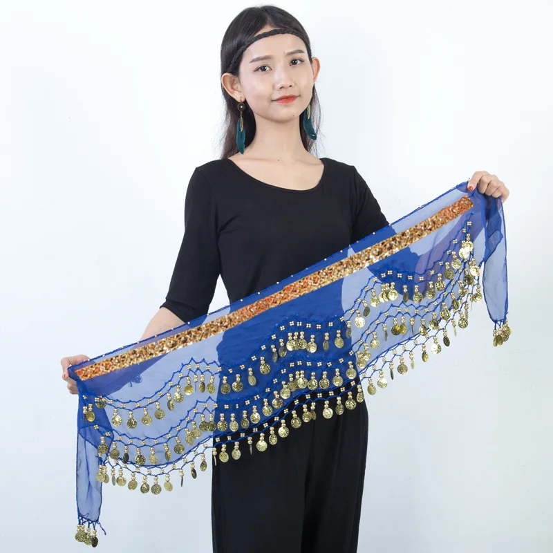

Belly Dance Sequins Chiffon Hip Scarf Costumes Party Shiny Colored Diamond Tassel Waist Chain Belts India Dance Performance Show