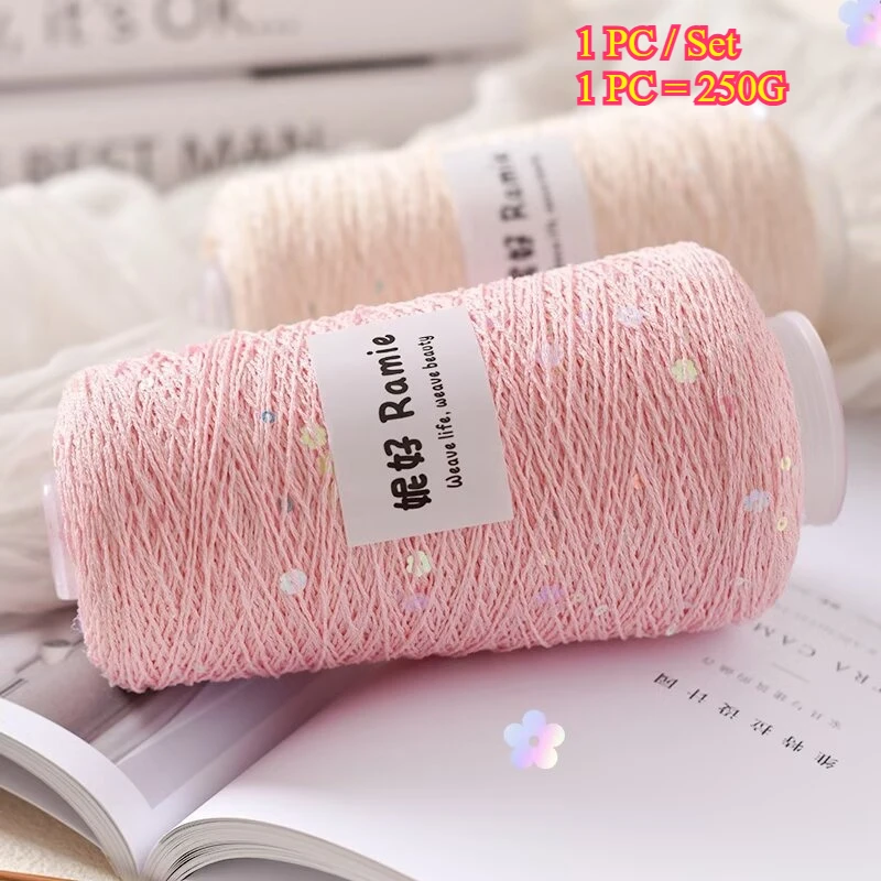 250g Summer Crochet Yarn Sequins Knitting Yarn For Bag Scarf Sweater Shawl Coat Woven DIY Crafts Ramie Thread Linen Cotton Yarn