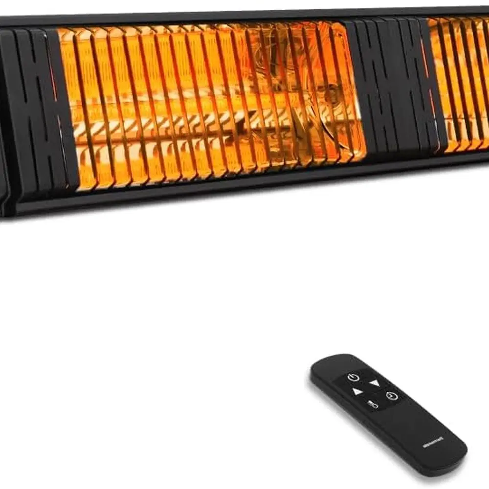 

Инфракрасный обогреватель для патио из углеродного волокна мощностью 3000 Вт для наружного и внутреннего использования, с 24-часовым таймером и жестким проводом 240 В