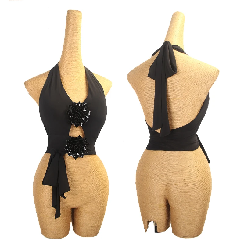 New Latin Dance Training Clothing for Women's Exquisite Flower Sexy Bareback Top Samba Tango Professional Practice Clothes