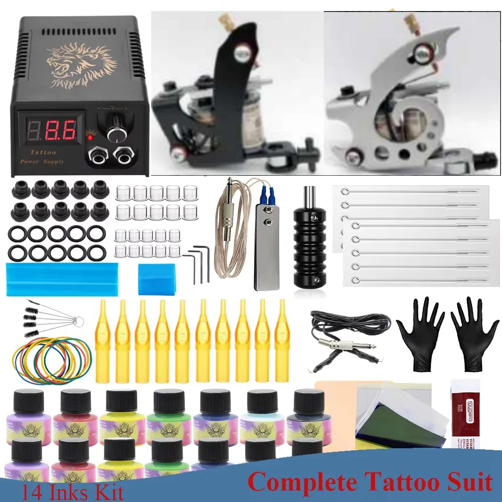 

5pcs Coil Tattoo Kit Complete Tattoo Machine Set Tattoo Power Supply Needles Body Art Makeup Kits for Beginner Tattoo Supply