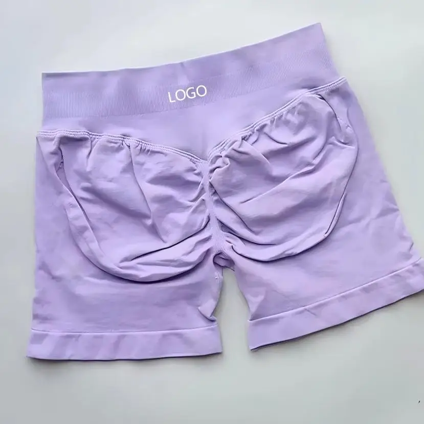 LOGO Tight High Waist Hip Lifting Yoga Pants Seamless Breathable Quick-drying Naked-feeling Sports Fitness Three-point Shorts