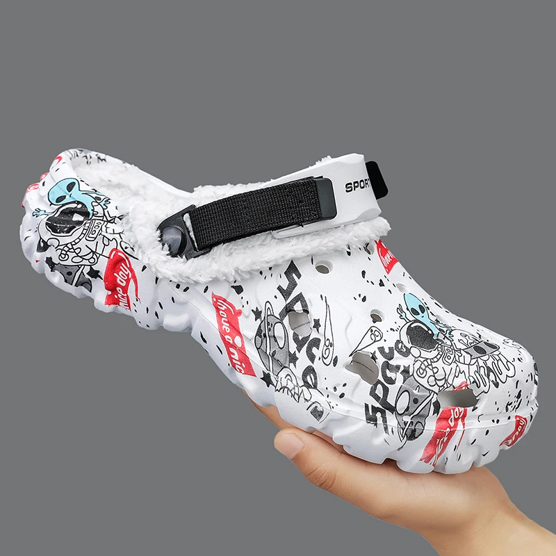 Yrzl chinelos masculinos de inverno, sapatos quentes e felpudos para casa, antiderrapantes, para ambientes internos e externos, chinelos quentes de eva