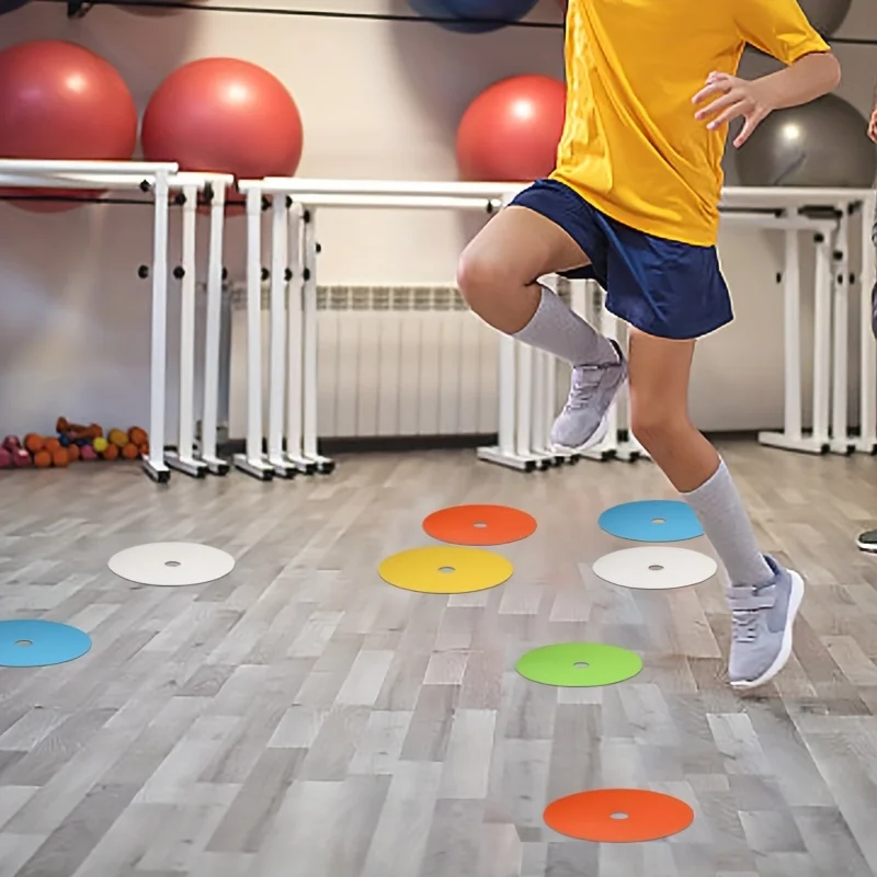 Confezione da 50 pennarelli per pavimenti piatti da 15 cm per cortili di calcio e basket, tappetini antiscivolo per agilità fitness