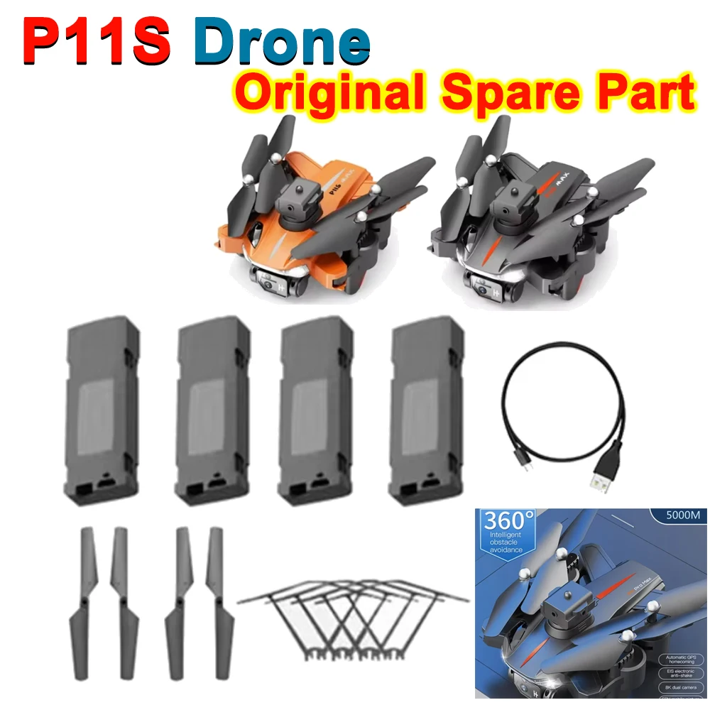 P11S Drone Quadcopter Original Spare Part P11S Propeller Blade / Protective Frame / USB Charger / Battery 3.7V 1800mAh