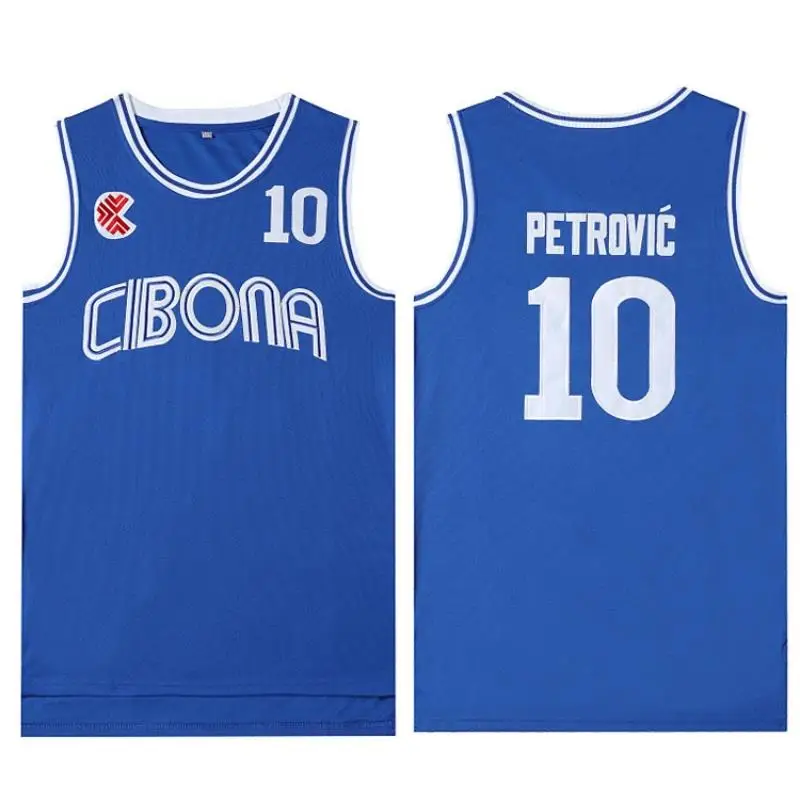 LangMao Boys Shirt Movie CIBONA #10 PETROVIC Basketball Jersey Mens Sports Breathable Shirt Quick Drying Sewing Basketball