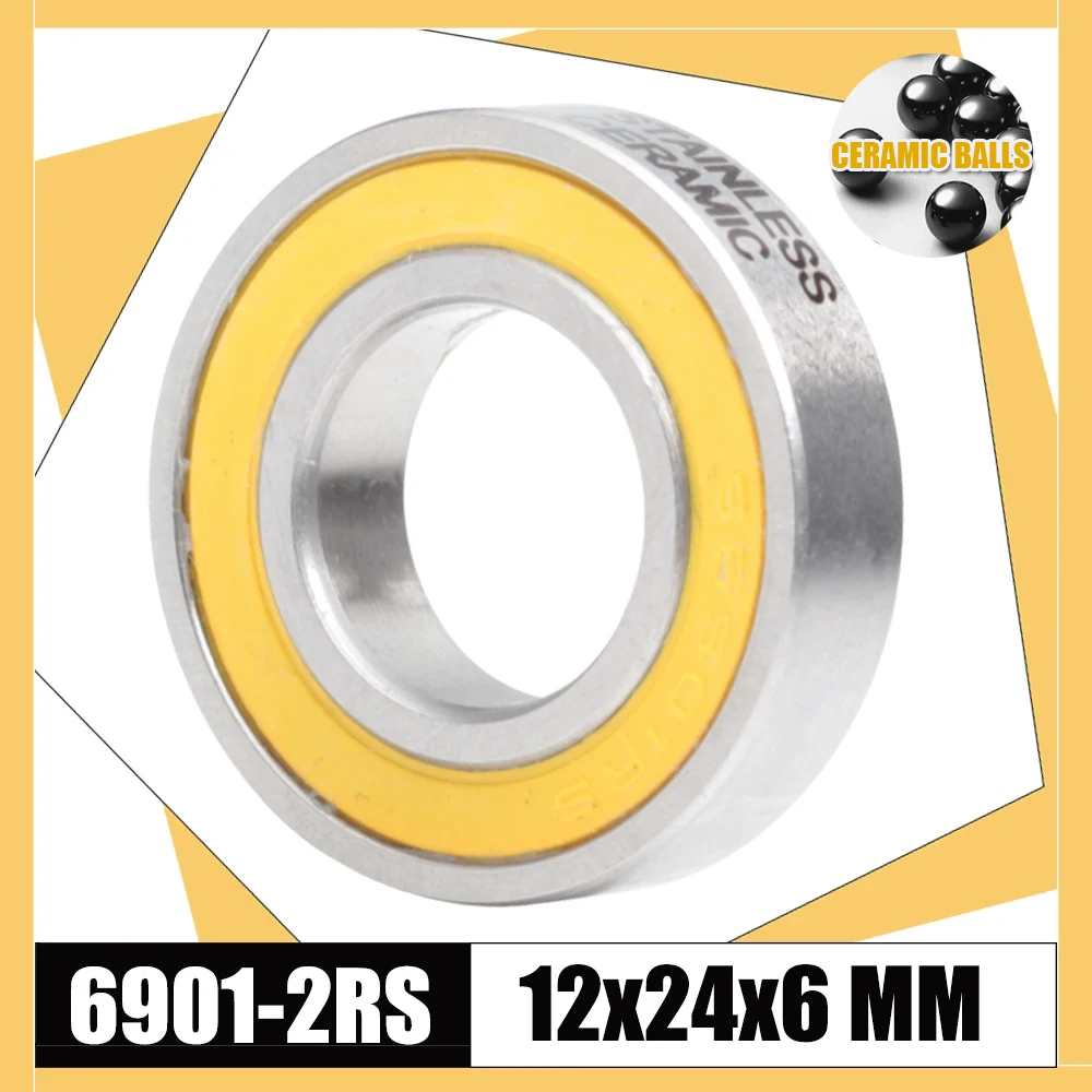 6901-2RS Łożysko ze stali nierdzewnej 12 * 24 * 6 mm (1 PC) ABEC-3 6901 RS Piasta rowerowa Przednie tylne piasty Koło 12 24 6 Ceramiczne łożyska kulkowe