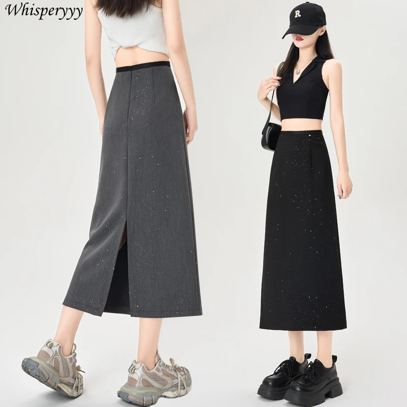 

Сверкающая юбка с блестками, женская одежда, весна-лето, тонкая корейская юбка с высокой талией, Falda, сексуальная винтажная женская юбка Muje