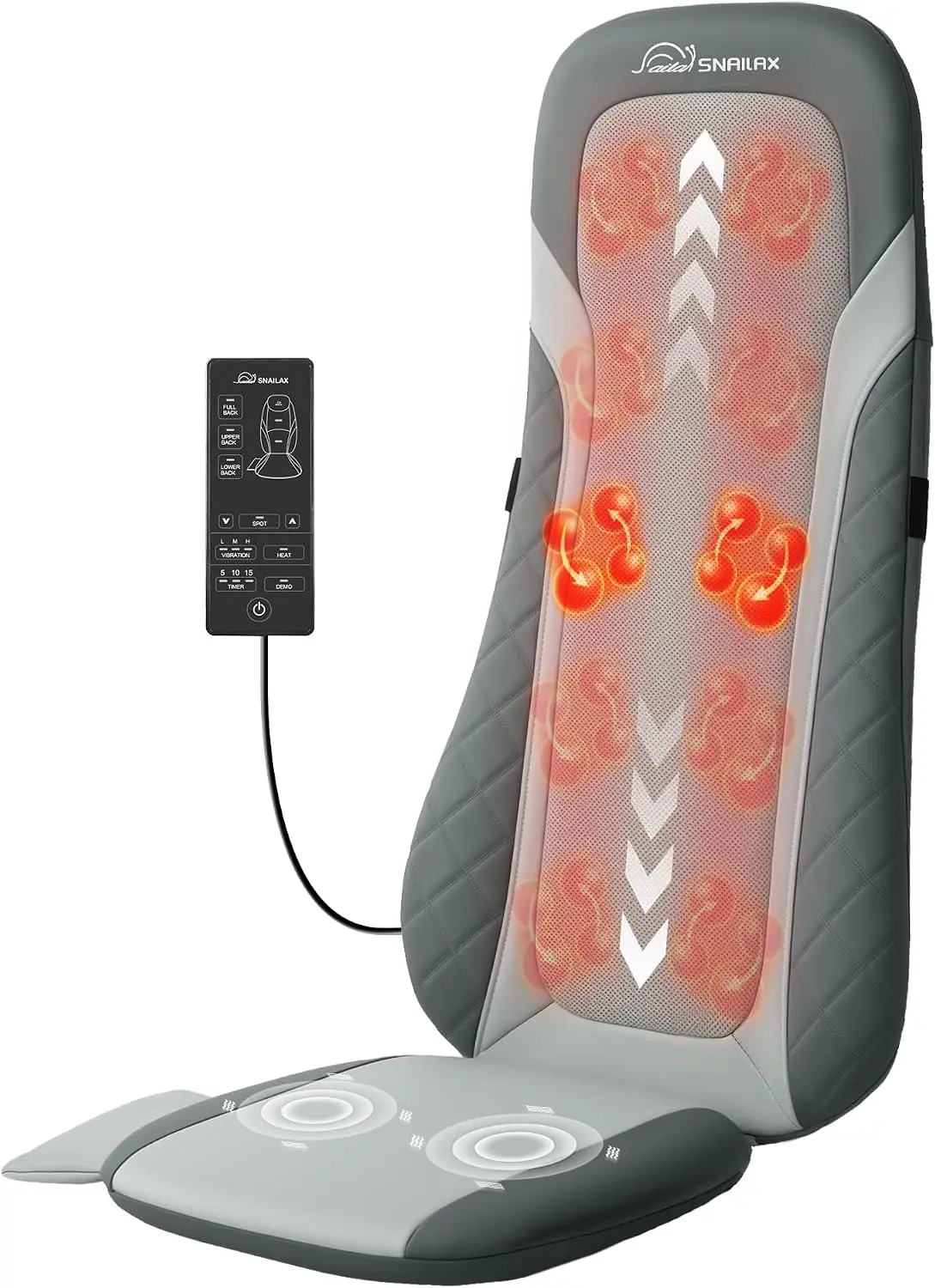 Snailax Shiatsu Back Massager with Heat,Full Back Massager for Pain Relief Deep Tissue,Longer Massage Chair Pad,Back Kneading Sh