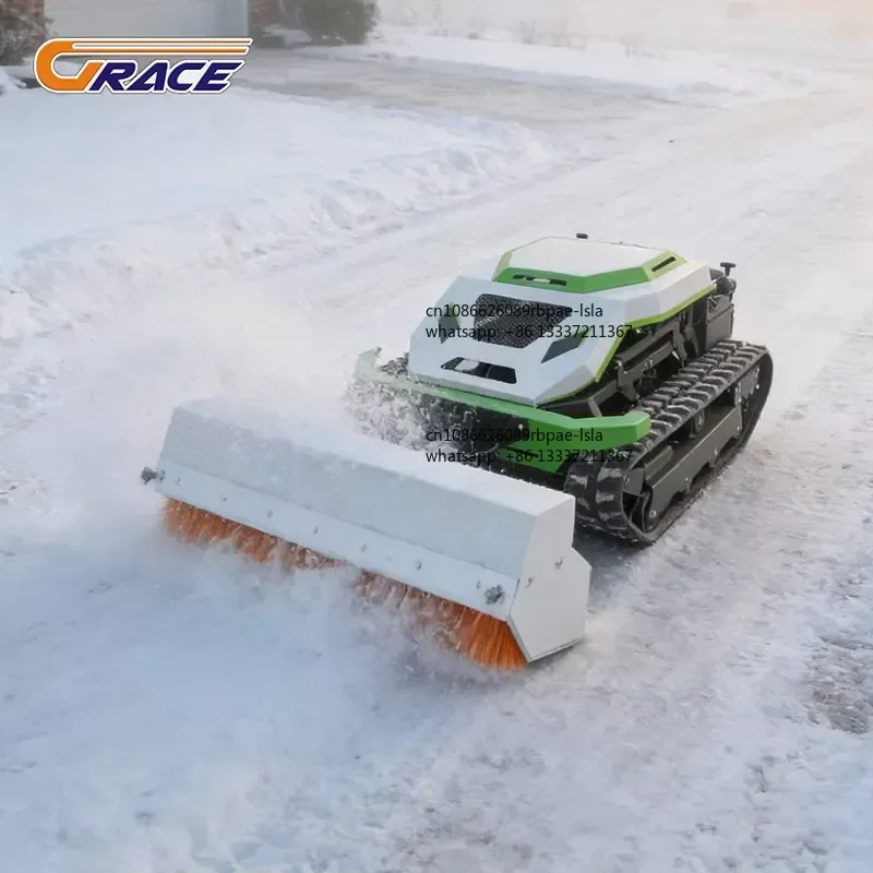 High Quality 900mm CE-Certified 48V Cordless Agricultural Multi-functional Remote Control Lawn Mower with Snow Sweeper