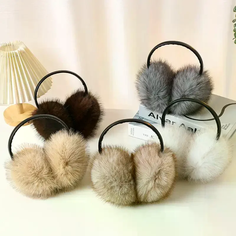 

Высококачественные наушники из натурального лисьего меха, женские зимние теплые наушники из натурального меха, теплые наушники из лисьего меха для девочек, плюшевые наушники