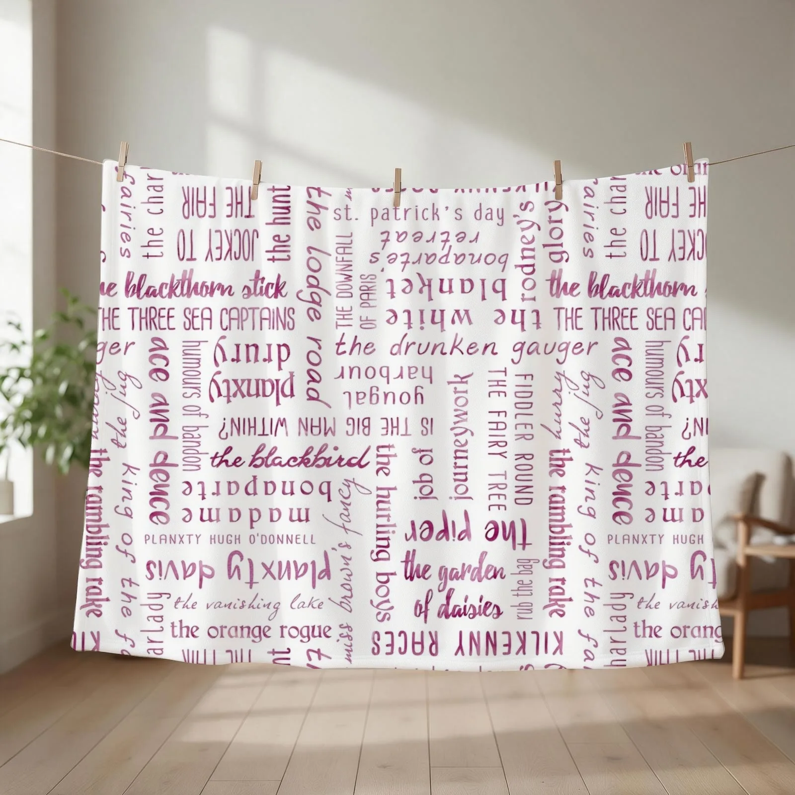 Irish Dance Sets -- Pink Throw Blanket Furry warm for winter christmas gifts Single Blankets