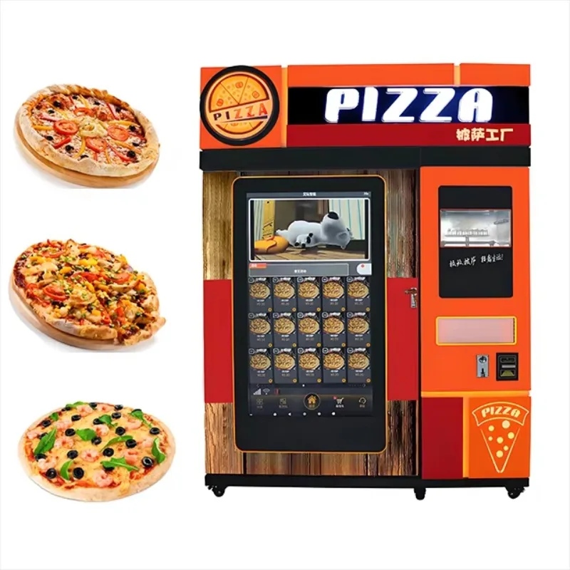 Touchscreen Pizza Vending Machine 20-150 Storage Capacity Multi Payment Automatic Stock Monitoring Street Customized