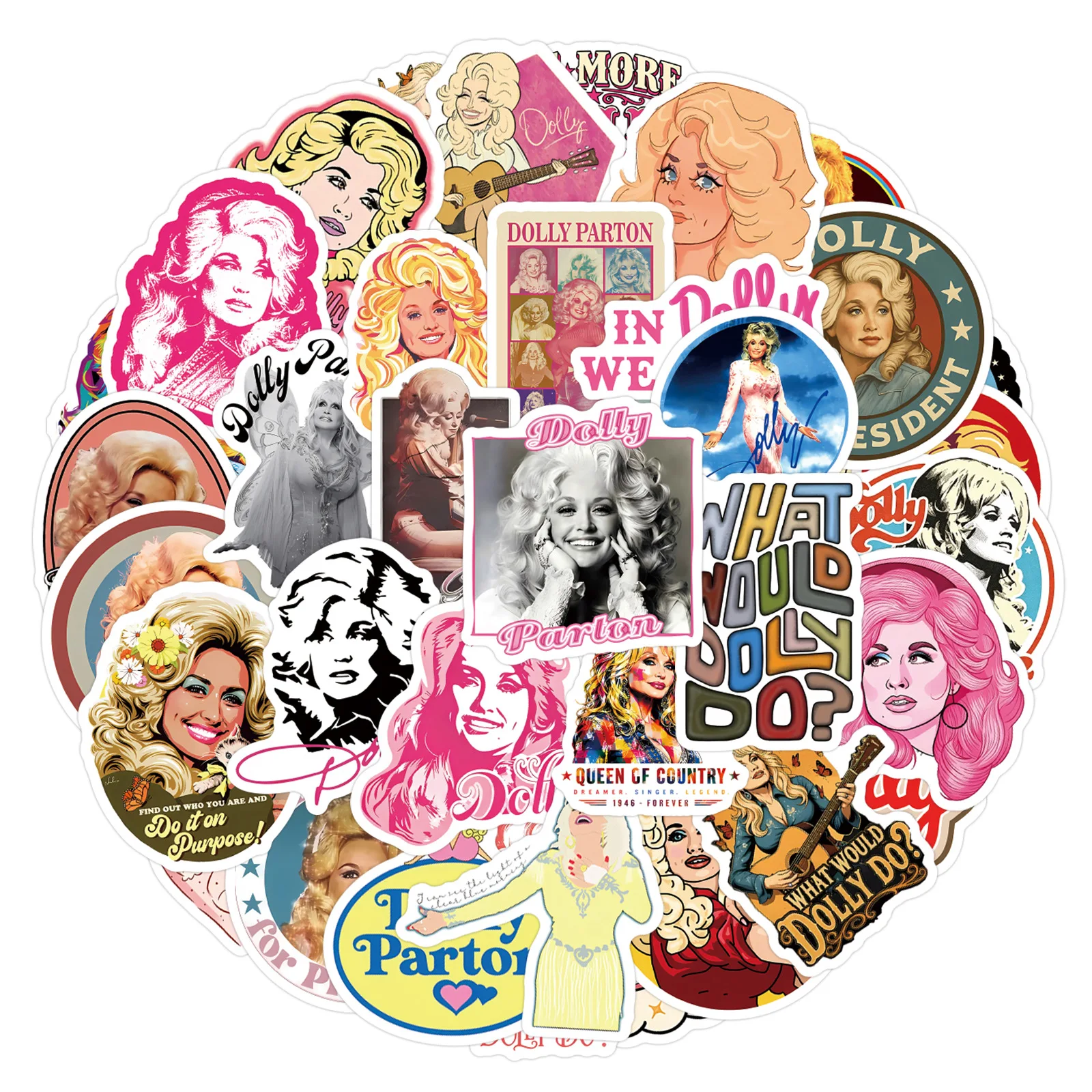10/50PCS Dolly Parton Cartoon Stickers Country Female Singer Graffiti Decoration DIY Toys Fridge Laptop Guitar Car Bike Decals