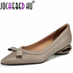 【JOCHEBED HU】women's shoes Genuine Leather Handmade style work and party wear Ladies' casual  shoes 34-42