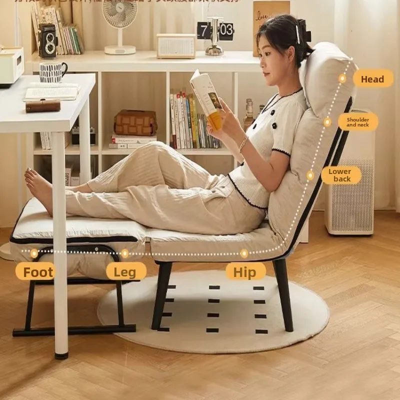 Folding Sleeper Chair Recliner Office Nap Bed Adjustable Reclining Seat Lounge Chair Sofa Couch for Home Office Balcony