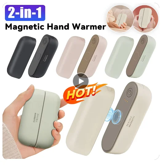 2 in 1 Magnetic Rechargeable Hand Warmer Fast Heating Electric Hand Warmer Portable Handwarmers Pocket Heater for Indoor Outdoor