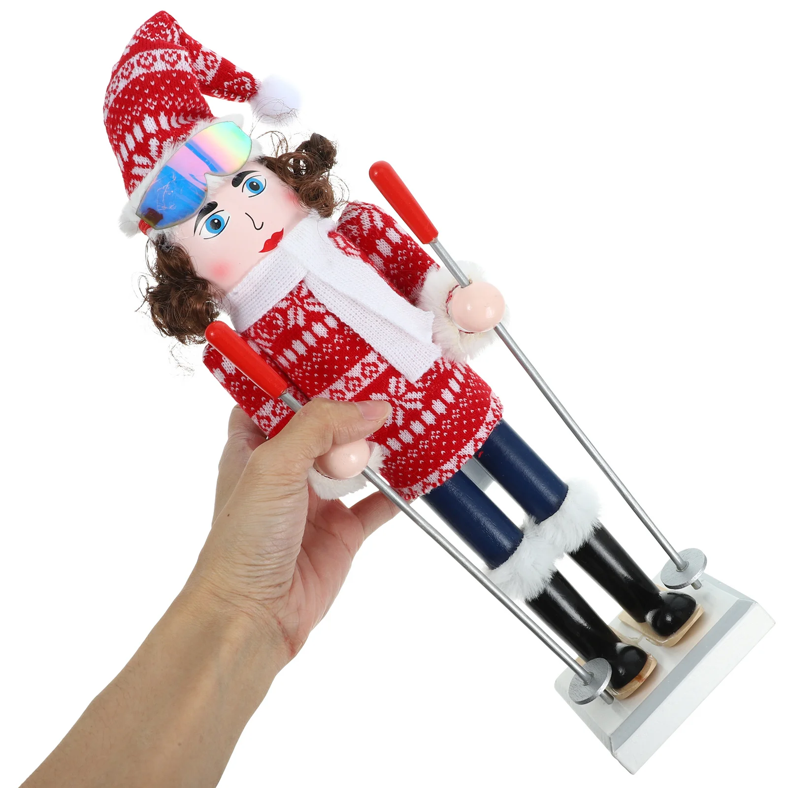

Small Christmas Wooden Nutcracker Skier Girl Ornament Desktop Decor Creative Xmas Gift Nutcrackers Nutcracker Decor
