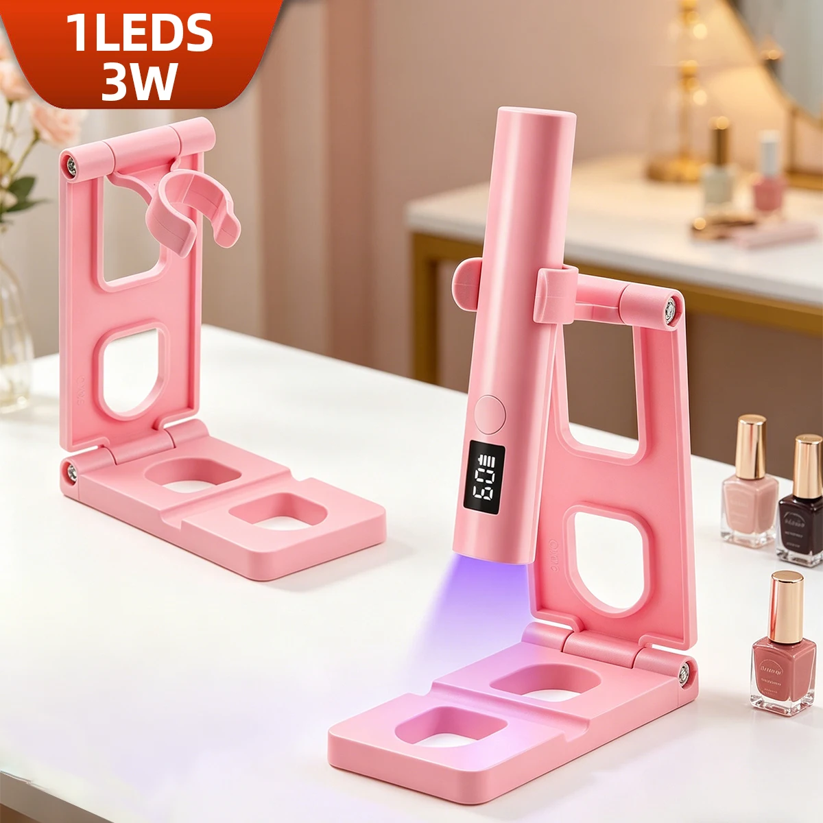 Handheld UV Light For Gel Nails Portable UV Nail Lamp With Foldable Stand Mini Rechargeable UV LED Nail Lamp For DIY Home Salon