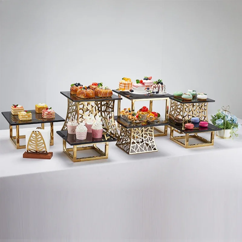 Equipment Stainless Steel Dessert Buffet Display Rack Set Wedding Cake Rack Deluxe Buffet Food Display Riser