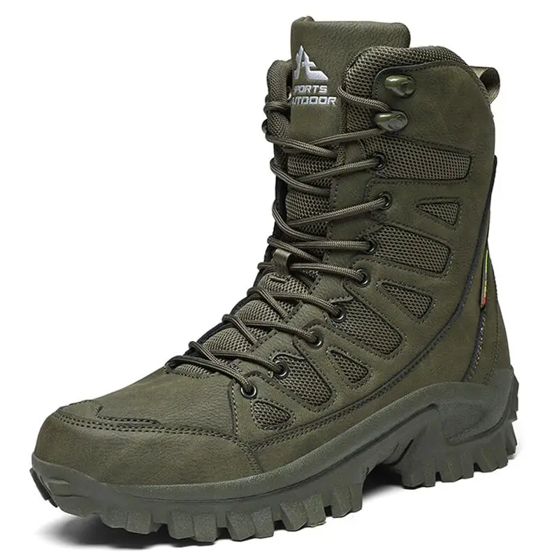 

New High Quality Leather Men's Work Boots High Help Men Desert Combat Boots Outdoor Non-slip Hiking Shoes Men Motorcycle Boots