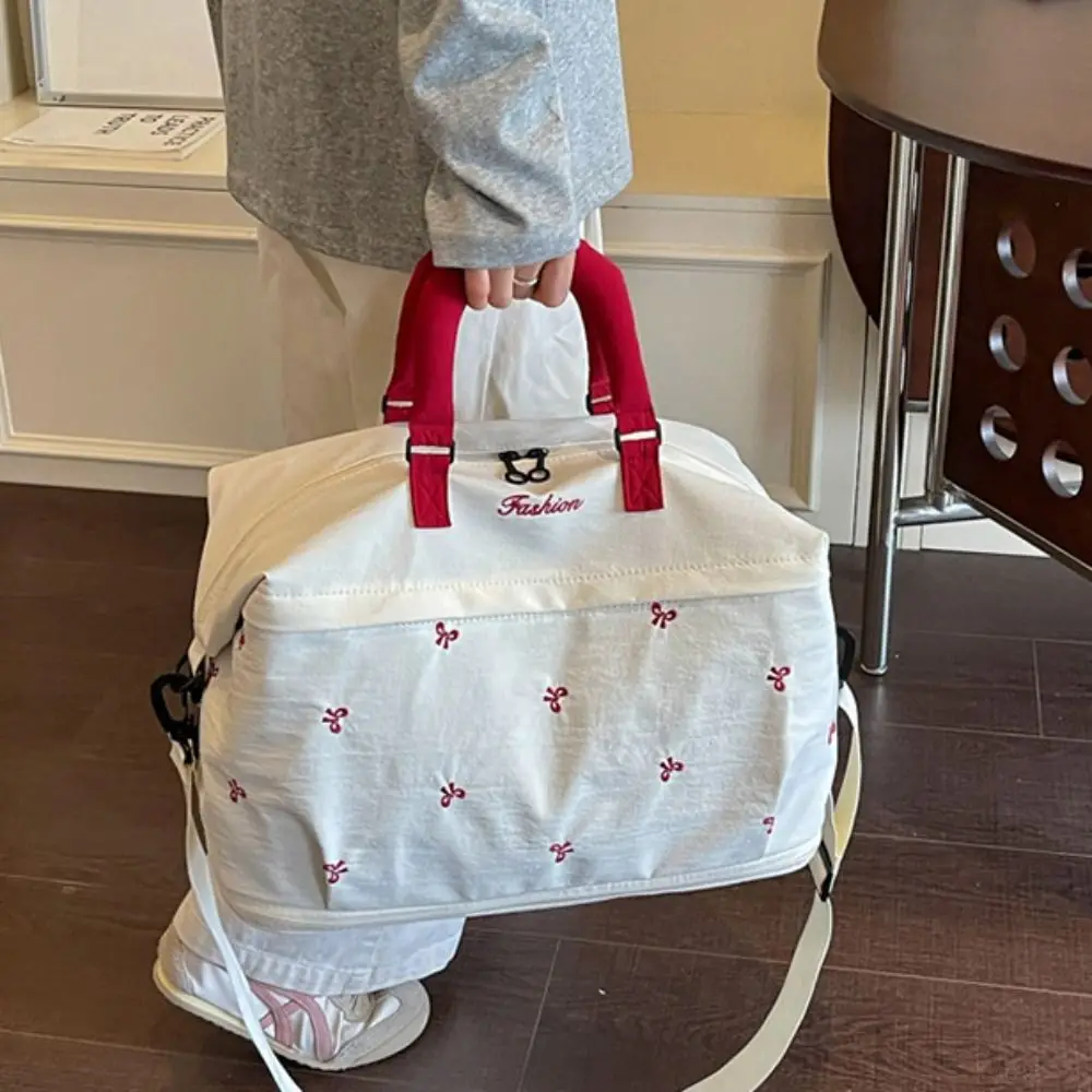 Large Capacity Travel Luggage Bag Bowknot Waterproof Gym Shoulder Bag Lightweight Wear Resistant Dry Wet Separation Bags