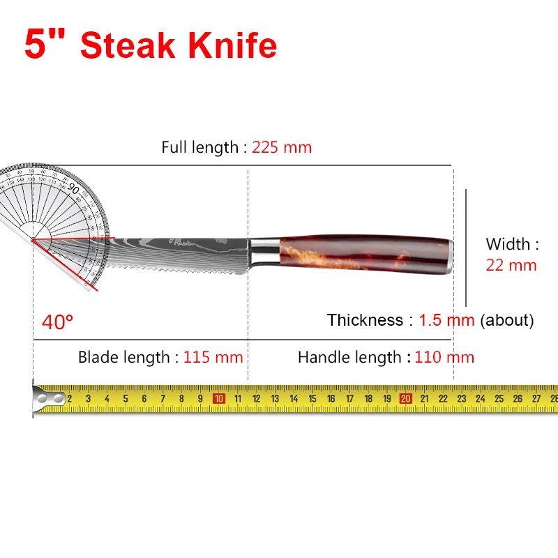 Professional Kitchen Knives Laser Damascus Steel Knife Meat Fish Cleaver Utility Knife Japanese beef steak Knife Cooking Knives