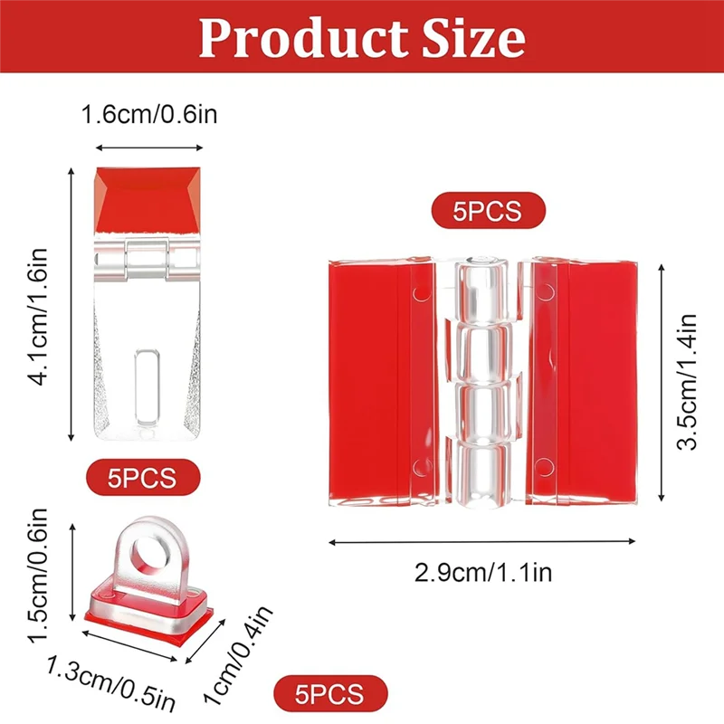 【B6R-Vendita】Kit di cerniere acriliche, 15 pezzi punzonatrice in plastica fai da te cerniera per pianoforte autoadesiva fibbie di chiusura set fibbia per porta per scatola senza foratura