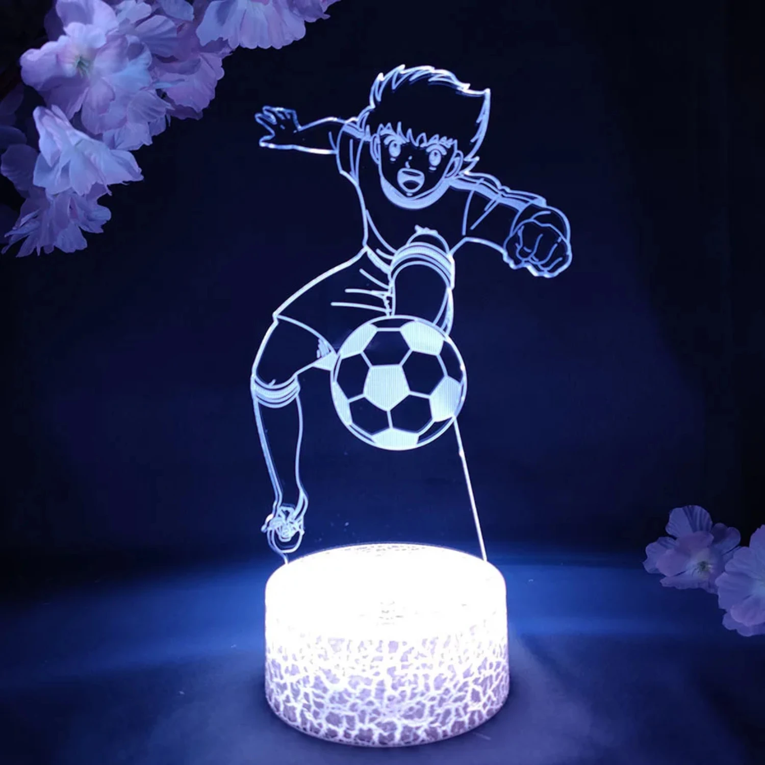 Unique Eye-Catching Vibrant Colorful LED Night Light Figure Inspired by Captain Tsubasa Anime - Perfect Decor for Football Fans