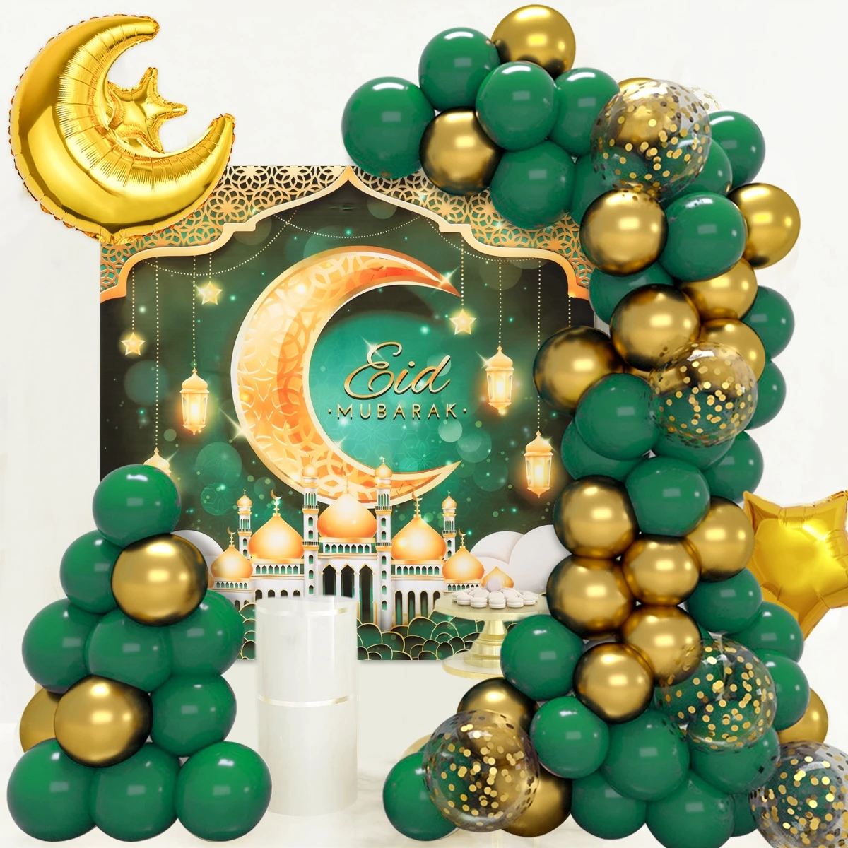 

Eid Mubarak Background Balloon Garland 2025 Ramadan Decoration for Home Ramadan Kareem Eid Al-Fitr Muslim Islamic Party Supplies