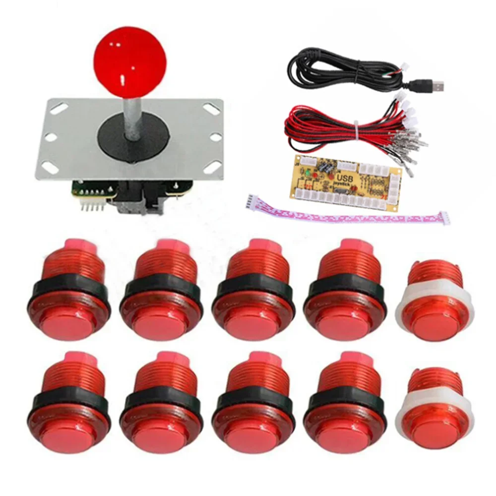 

Аркадный джойстик с нулевой задержкой, набор «сделай сам светодиодный кнопка + ДЖОЙСТИК + USB-кодировщик + провод, USB-контроллер для аркадных игр, Mame, аркадные игры