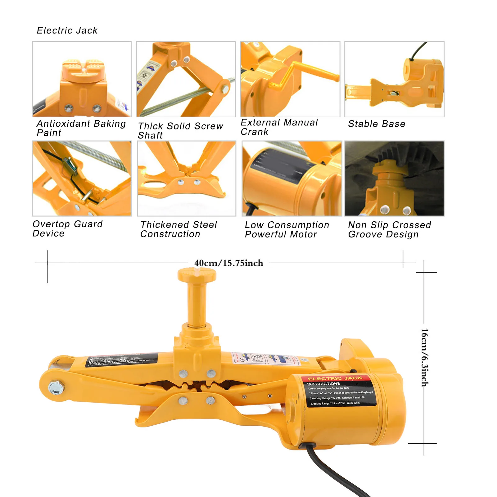 3T 12 فولت 100 واط سيارة جاك 170-420 مللي متر رفع المدى 150PSI مضخة نفخ الإطارات 80 واط الكهربائية تأثير وجع مجموعة لإصلاح السيارات في حالات الطوارئ