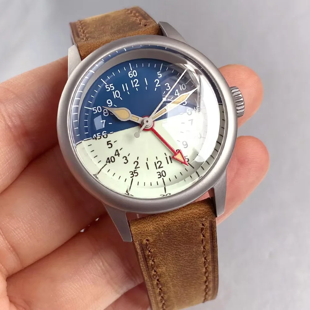 مزدوجة القبة الياقوت العسكرية الرملي 36 مللي متر ريترو 200 متر مقاوم للماء الرجال التلقائي NH34 GMT ساعات آلية مضيئة الهاتفي