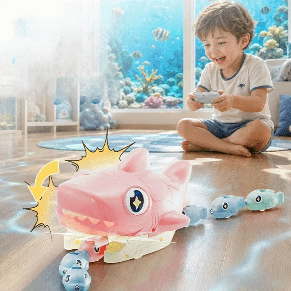 Magnetic RC Shark Snake Car Toy Rechargeable Bead Eating Greedy Snake Car Desktop 2 Players Remote Control Car Tabletop Game