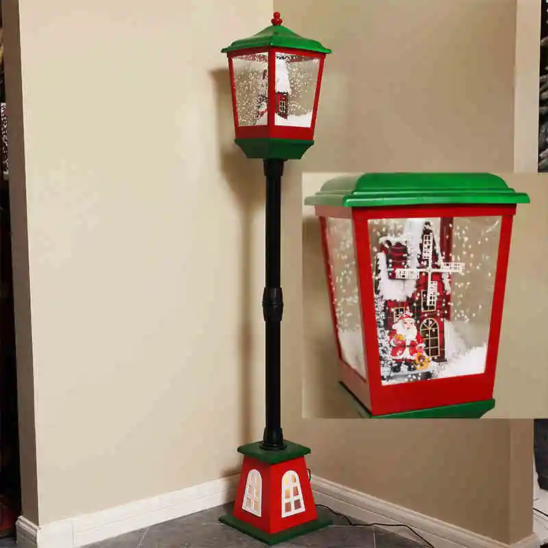 Christmas Decorations Drifting Snow LDE Street Lamp Christmas Tree Santa Claus Doll Decoration Music Light 160CM 110-220V