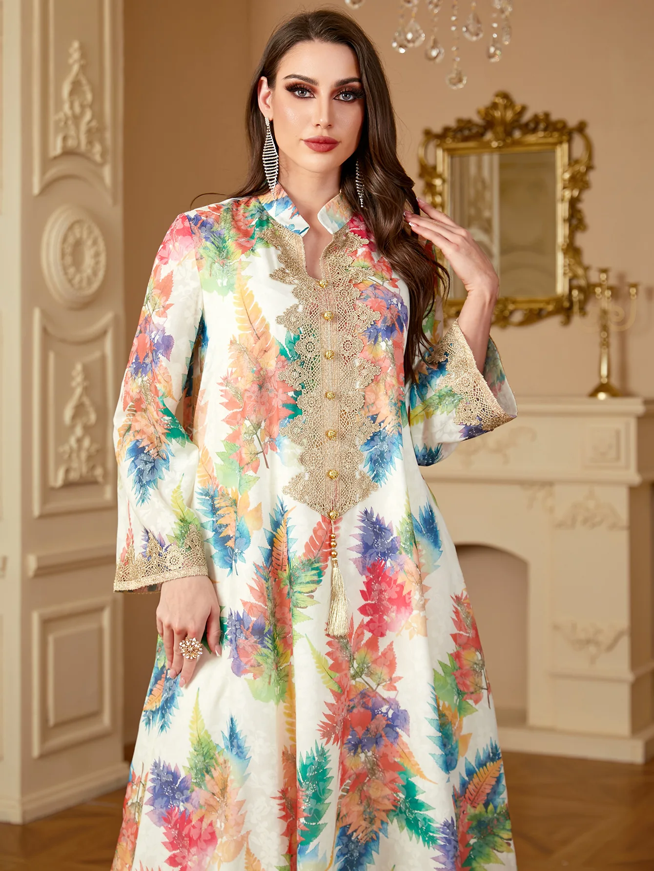 Eid Muslim Dress for Women Ramadan Print Jalabiya Party Long Dresses Abaya Long Robe Morocco Dubai Kaftan Islam Vestidos Largos