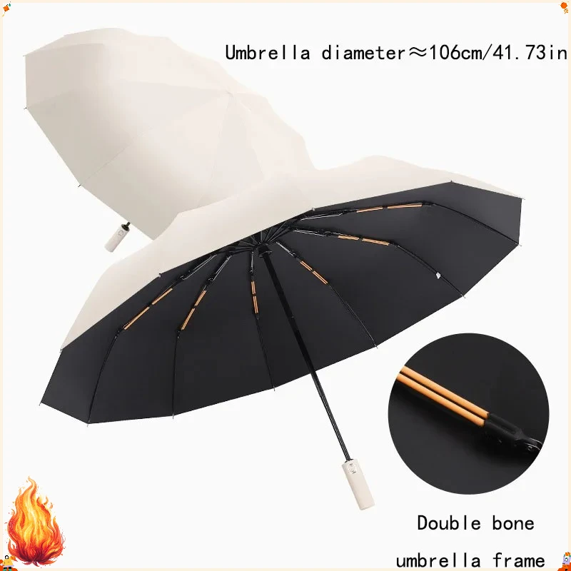 Parapluie renforcé à 24 baleines, coupe-vent, protection UV, couleur bonbon, parapluie professionnel unisexe portable toutes saisons, soleil et pluie