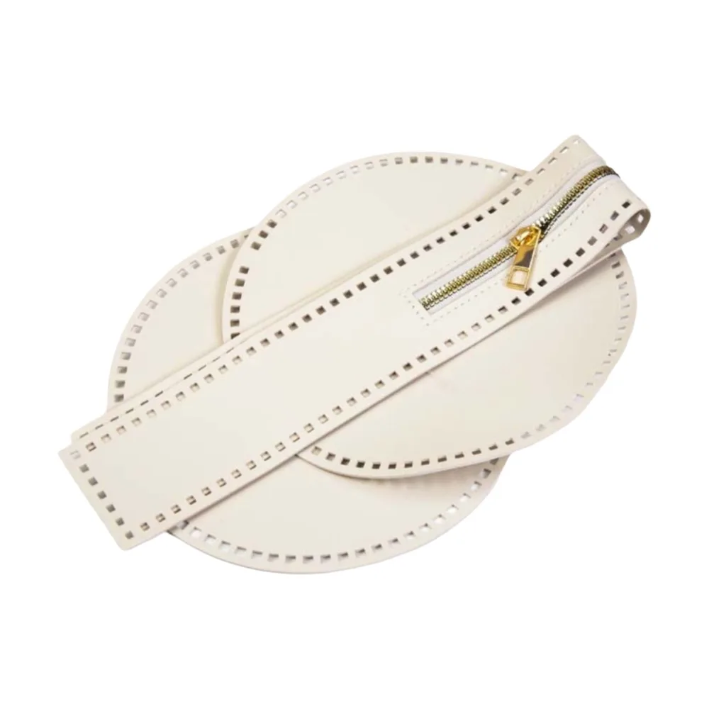 3Pcs PU Leather Bag Making Accessories Bucket Shape Knitting Style DIY Knitting Bag Handmade Design Bucket Bag Bottom Bag Making