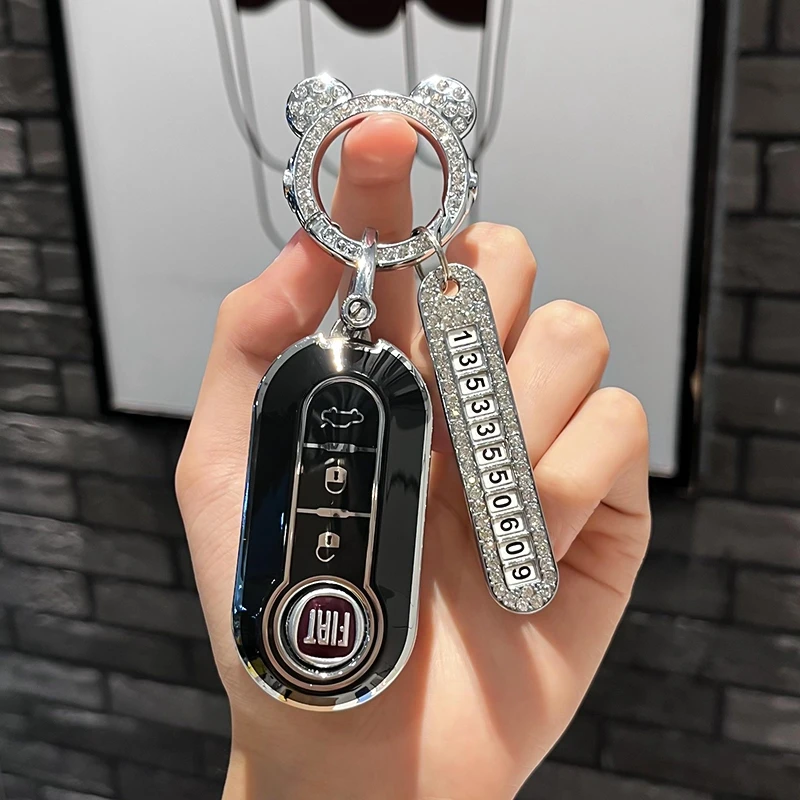 3 Buton Car Key Case Cover For Fiat 500 Ducato Panda 500L Punto Lancia Musa For Citroen For Citroen Car Keyring Luxury Leather