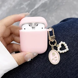 Pink Pearl Heart Pendant Earbuds Case For AirPods Pro3/Pro2/Pro Headphone Case For Airpods 1/2/3/4 Earphone Protective Cover
