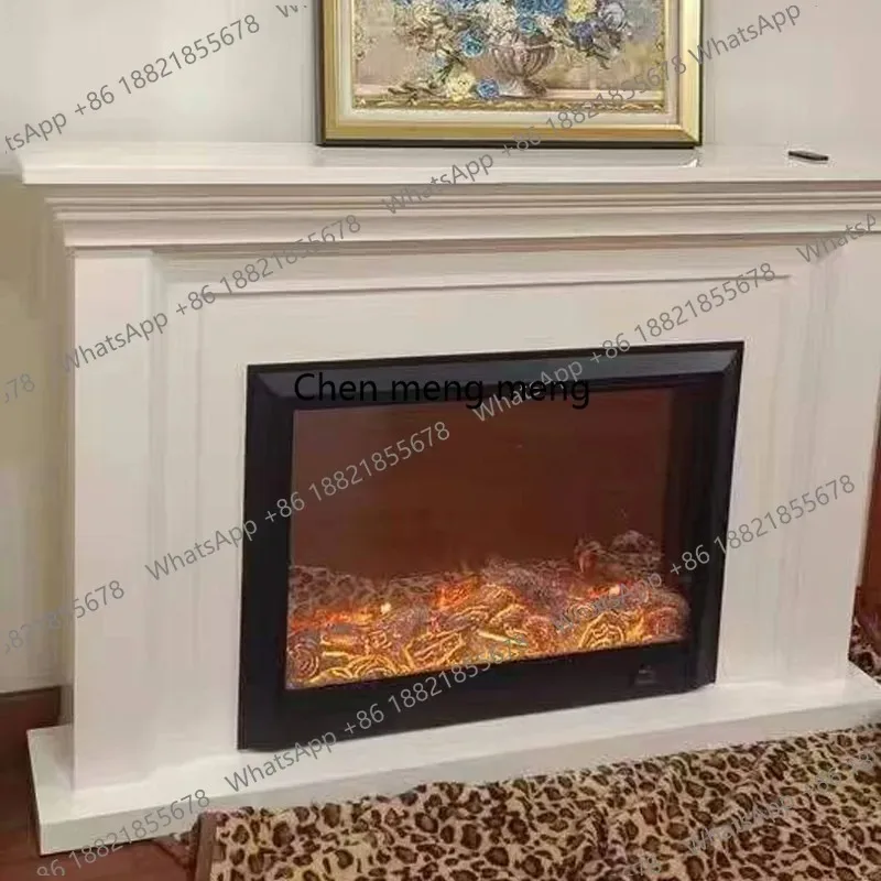 CC182 American and European solid wood TV cabinet fireplace fireplace decorative cabinet ivory white heater household