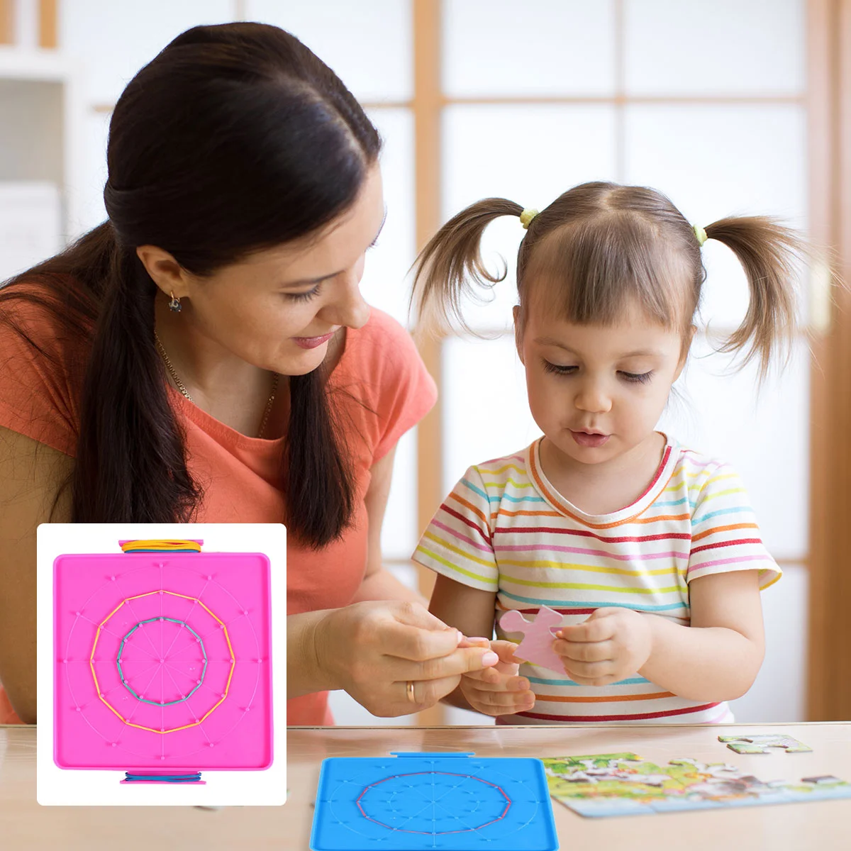 Juego de juguetes de tablero perforado, placa de plástico para uñas, herramientas de aprendizaje con forma geométrica, Geoboard creativo para estudiantes, 4 Uds.