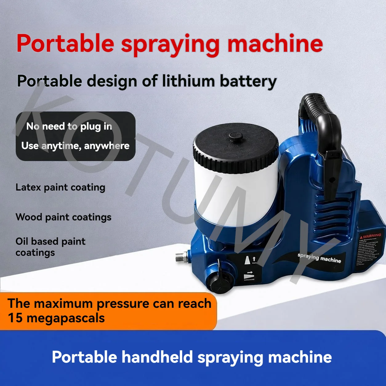 Rechargeable Small Backpack Style Wall Sprayer Machine Spray Fine High Voltage Latex Paint Lithium Battery