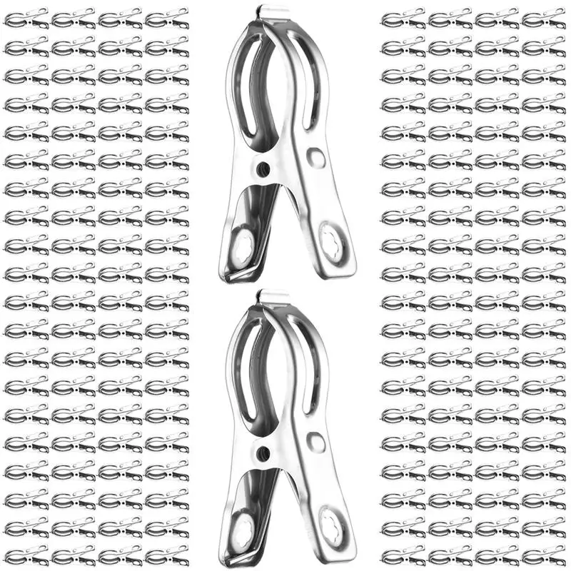 160Pcs Garden Clips Stainless Steel Greenhouse Clamps Windproof Clothes Pins Plant Netting Clips Rust-Free Clamps Strong Grip